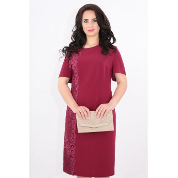 Rochie bordo cu dantela aplicata