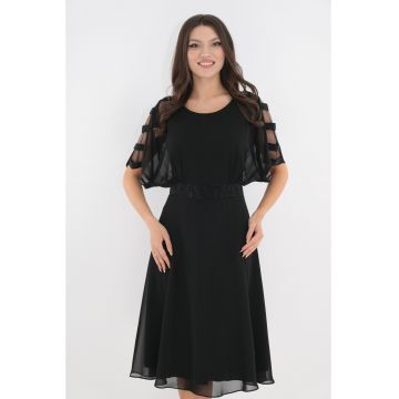Rochie clos eleganta neagra cu bride cu strasuri la maneci