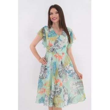 Rochie clos vernil cu imprimeu exotic