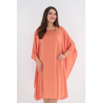 Rochie din voal roz-piersica