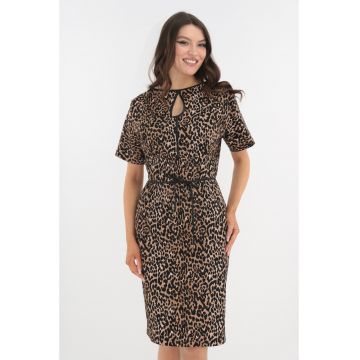 Rochie dreapta maro cu animal print