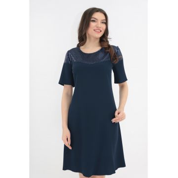 Rochie eleganta bleumarin cu paiete