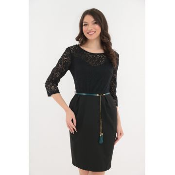 Rochie eleganta din stofa cu dantela neagra