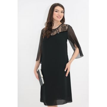 Rochie eleganta din voal negru si dantela