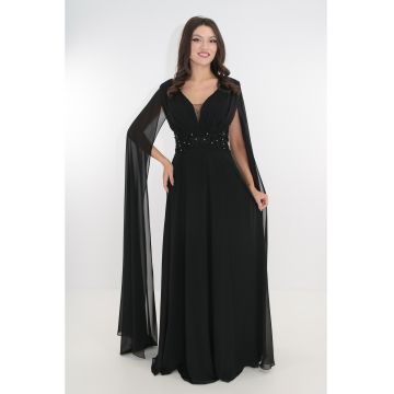 Rochie eleganta lunga din voal negru