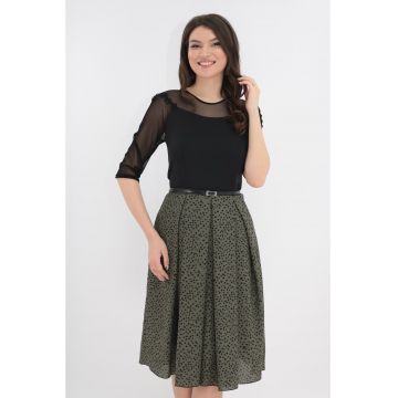 Rochie eleganta neagra-olive cu pliuri