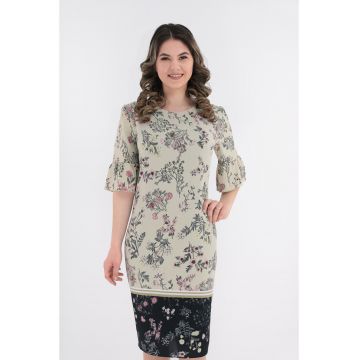 Rochie eleganta olive cu bordura