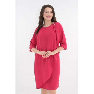 Rochie eleganta roz-grenadine cu aspect suprapus