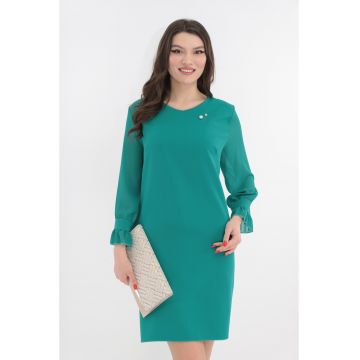 Rochie eleganta verde cu maneci din voal