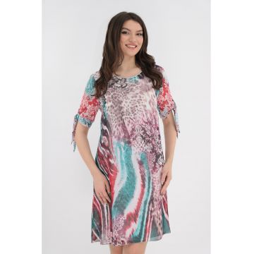 Rochie lejera din voal cu imprimeu abstract multicolor