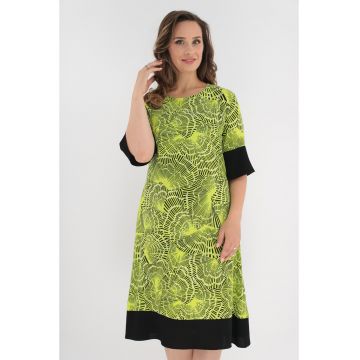 Rochie lejera verde deschis cu print abstract negru