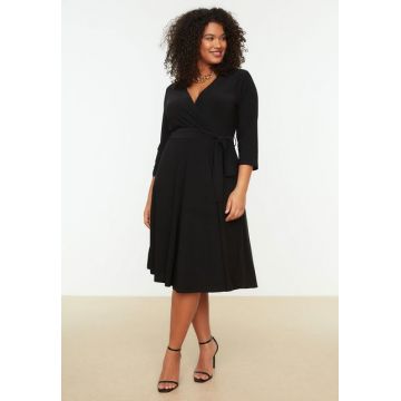 Rochie midi plus size neagra Angelina