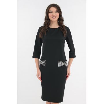 Rochie office neagra cu fundite decorative