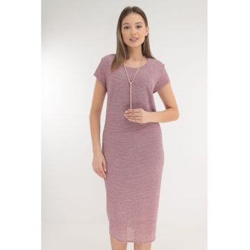 Rochie roz-pudra de ocazie cu fir stralucitor