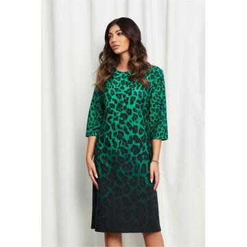 Rochie Natalia verde cu animal print