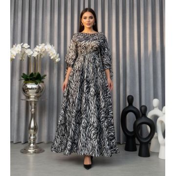 Rochie Onella Zebra Print Long Dress in Black