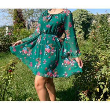 Rochie stilizata cu motive florale Iana