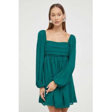 Abercrombie & Fitch rochie culoarea verde, mini, evazati