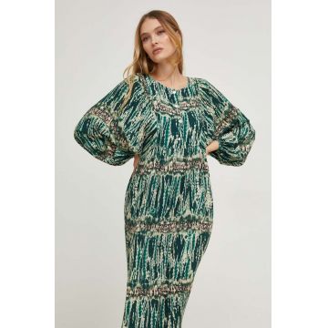 Answear Lab rochie culoarea verde, midi, evazati