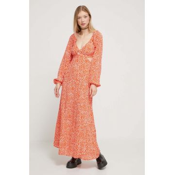 Billabong rochie culoarea portocaliu, maxi, evazati