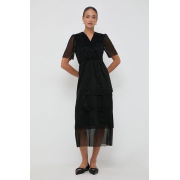 BOSS rochie culoarea negru, maxi, drept