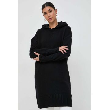 BOSS rochie din lana culoarea negru, mini, oversize
