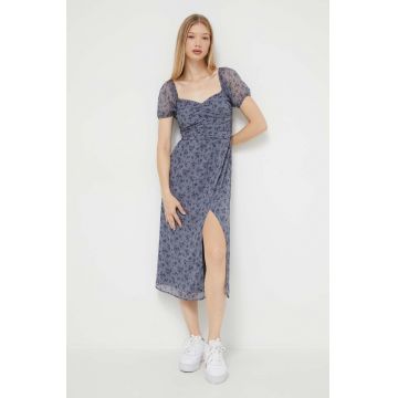 Hollister Co. rochie culoarea albastru marin, midi, evazati