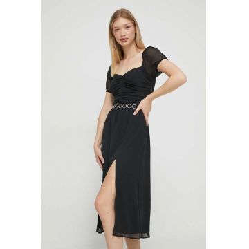 Hollister Co. rochie culoarea negru, midi, evazati