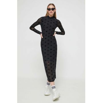 HUGO rochie culoarea negru, midi, mulata