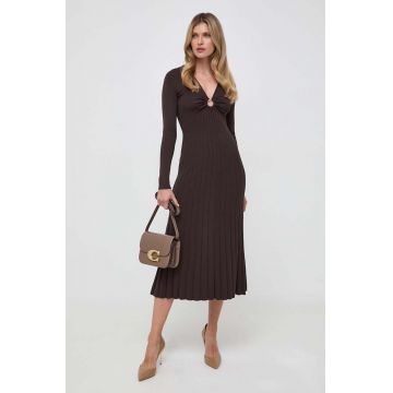MICHAEL Michael Kors rochie culoarea maro, midi, evazati