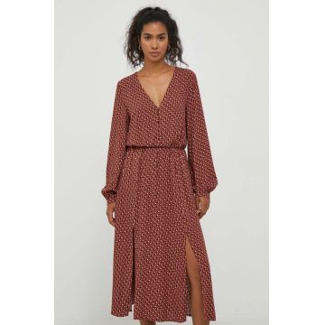 Pepe Jeans rochie din bumbac culoarea bordo, mini, oversize