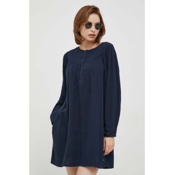 Pepe Jeans rochie din bumbac INDIA culoarea albastru marin, mini, evazati