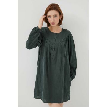 Pepe Jeans rochie din bumbac INDIA culoarea verde, mini, evazati