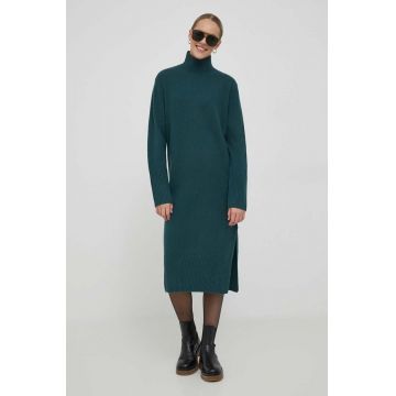 Pepe Jeans rochie din lana Dasya culoarea verde, midi, drept