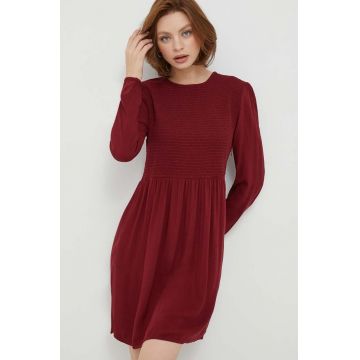 Pepe Jeans rochie KASIA culoarea bordo, mini, evazati