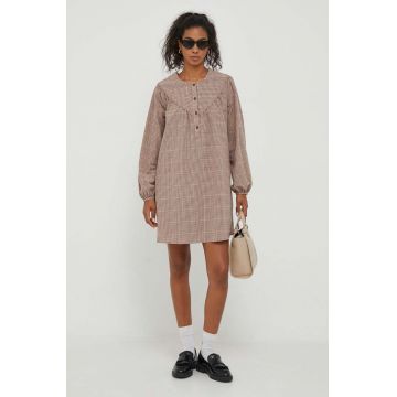 Pepe Jeans rochie Keira culoarea bej, midi, evazati