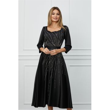 Rochie Anastasia neagra cu strasuri si perle