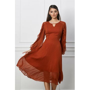 Rochie Antonia caramizie cu model in relief