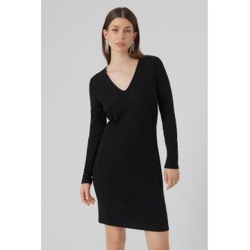 Rochie cu decolteu in V si insertii de lurex