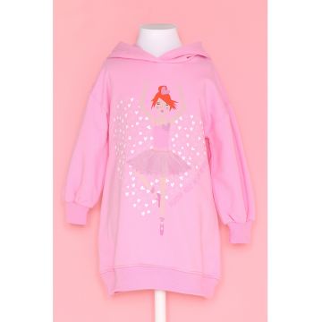 Rochie cu gluga si imprimeu grafic
