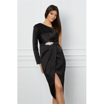 Rochie MBG neagra cu aplicatie in talie