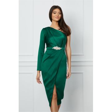 Rochie MBG verde cu aplicatie in talie