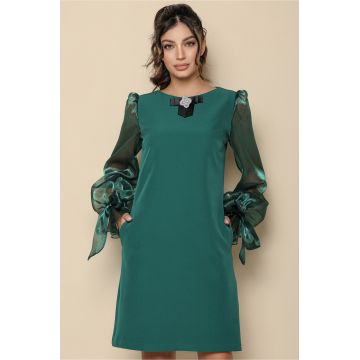 Rochie MBG verde cu maneci din organza