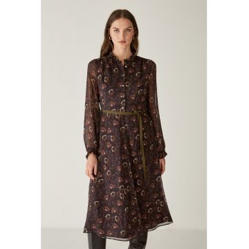 Rochie midi evazata cu imprimeu floral