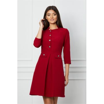 Rochie Moze bordo cu nasturi pe bust