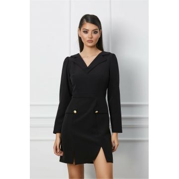 Rochie Moze neagra office cu guler