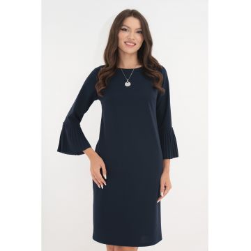 Rochie office bleumarin cu lantisor si volanase