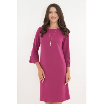 Rochie office ciclamen cu lantisor si volanase