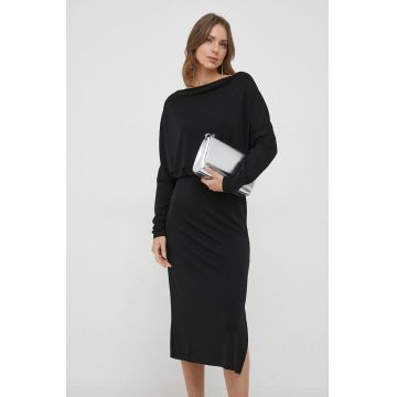 Sisley rochie culoarea negru, midi, oversize