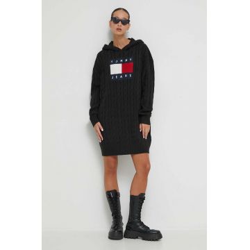 Tommy Jeans rochie culoarea negru, mini, oversize DW0DW16486